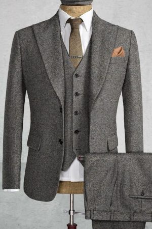 Tailored Men’s 3-Piece Tweed Suit – Blazer, Waistcoat & Trousers