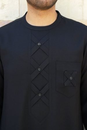 Black Senator Wear with Criss-Cross Design & Pocket Detail