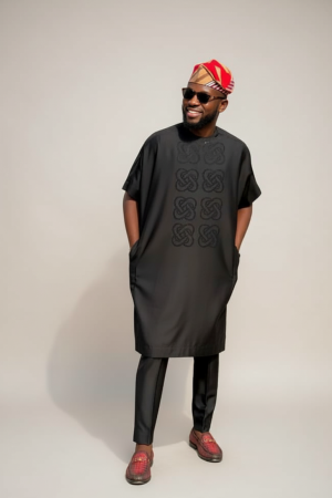 Black embroidered senator outfit