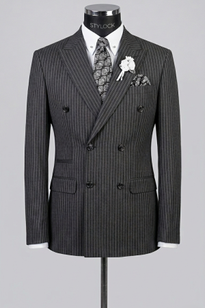 Charcoal Pinstripe Double-Breasted Suit